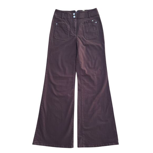 Maeve by Anthropologie The Colette Size 28 Full-Length Wide-Leg Brown Jeans - Picture 1 of 10